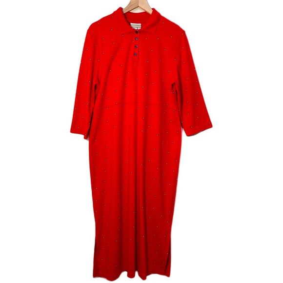 Coldwater Creek Vibrant Red 3/4 Sleeve Thick Maxi Dress Women’s 1X - Picture 1 of 12